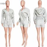 AOMEI Amazon 2021 Long Sleeve Shorts Outfits 2 Piece Set Women Fitness 2 Piece Set Women Sun Resistant Clothing With Low Price