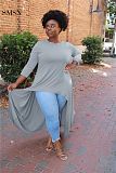 1073065 Hot Selling Autumn Casual Solid Color T Shirt Three Quarter Sleeve Plus Size Women Lengthen Top