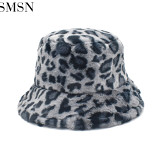 MISS Amazon 2021 New Leopard Print Bucket Hat Fashion Casual Plush Warm Hats