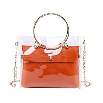 AOMEI New Arrival 2021 Handbag Shoulder Bag Transparent PVC Metal Round Handle 2 Piece Chain Bag