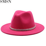 1072689 New Arrival Designer Hats British Style Contrast Color Wide Brim Fedora Hat
