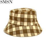 MISS Plaid Printing Reversible Trendy Bucket Hat