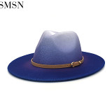 MISS Best Seller New Autumn Winter Gradient Color Woolen Hat Outdoor Warm Fedora Hats