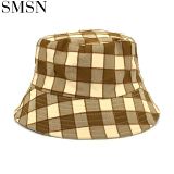 MISS Plaid Printing Reversible Trendy Bucket Hat