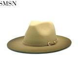MISS Best Seller New Autumn Winter Gradient Color Woolen Hat Outdoor Warm Fedora Hats