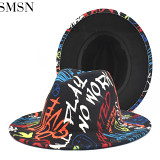 MISS Good Quality New Digital Print Woolen Hats Women Fashion Casual Fedora Hat