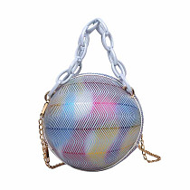 AOMEI New Basketball Small Round Bag Handbags Attractive Colorful Print Thick Chain Shoulder Bags
