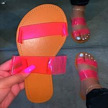 FASHIONWINNIE Newest Design Summer Contrast Color Round Toe Ladies Slide Slippers