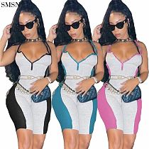 FASHIONWINNIE 2021 Women Clothes Sling Sexy Short Jumpsuit Bodycon Jumpsuits Patchwork For Women Sexy 2021