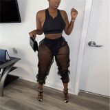 FASHIONWINNIE 2021 New Arrivals Women Clothes Personality Perspective Streetwear Mesh See Through Sexy Pants For Women