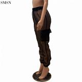 FASHIONWINNIE 2021 New Arrivals Women Clothes Personality Perspective Streetwear Mesh See Through Sexy Pants For Women