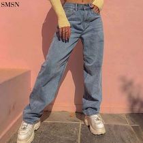 FASHIONWINNIE Wholesale Fall 2021 Women Clothes Streetwear Ladies Wide Leg Blue Women Jeans Pants Denim Women