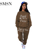 AOMEI Best Seller Letter Printing Sweater Two Piece Set Women Clothing Sets Loose Fall Two Piece Sets For Women