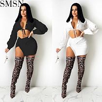 AOMEI Fashionable Streetwear Solid Color Shirt And Skirt Two Piece Set 2021 Crop Top Two Piece Set Skirt
