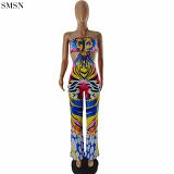 FASHIONWINNIE Fall Womens Clothes Sleeveless One Piece Hollow Out Halter Jumpsuit Women 2021 Printed Sleeveless Jumpsuit