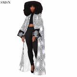 FASHIONWINNIE Hot Selling Women'S Coats Fashion Temperament Print Long Cardigan Coat
