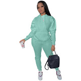 AOMEI Amazon 2021 Solid Color Hoodie And Pant Two Piece Set Women Fall Clothes Lounge Wear Sets