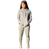 AOMEI Amazon 2021 Solid Color Hoodie And Pant Two Piece Set Women Fall Clothes Lounge Wear Sets