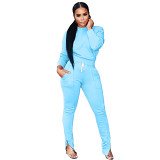 AOMEI Best Seller Casual Candy Color Two Piece Set 2021 Zippers Leg Opening Fall Drawstring 2 Piece Pants Sets For Women