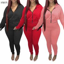 SMSN QueenMoen Fashionable Solid Color Back Tassels Splice Short Hoodie Autumn Leisure Wear Women Two Piece Pants Set Outfits