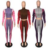 AOMEI Best Seller Casual Zippers Hoodie Womens Winter Sweatsuits 2021 Patchwork Womens Two Piece Set