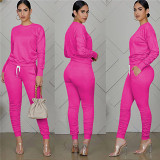 Hot Sale 2021 Fall New Solid Color Ladies Stacked Pants Set Casual Tracksuits Sportswear Outfits Two Piece Pants Set