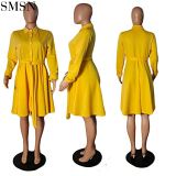 FONDPINK Latest Design Solid Color Bandage Dress Lady Elegant Women Office Dress Sexy A-Line Casual Dresses