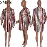 FONDPINK Fashion 2021 Women Fashion Clothing Cardigan Dress Striped Shirt Dress Womens Fall Clothing