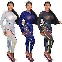 New Fashion Casual Solid Color Tulle Long Sleeve 2 Pcs Track Suit Outfits Two Piece Set Women Clothing For Women