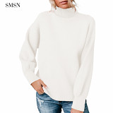 Best Design 2021 Autumn Winter Women Turtleneck Solid Color Knitting Shirt Lady Casual Sweater
