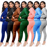 New Stylish 2021 Solid Color Long Sleeve kadin setleri Laides Two Piece Sets Women 2 Piece Set Clothing