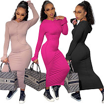 Best Selling Autumn Women Girls' Lady Elegant Hoodie Dress Sexy Clothes Long Maxi Casual Dress
