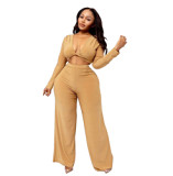 New Arrival Solid Color Autumn Long Sleeve Loose Pants 2 Piece Set Women Clothing Casual Two Piece Set
