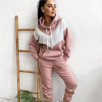 Best Seller Casual Two Piece Sets For Woman Autumn Winter Panelled Hoodies 2021 Wholesale 2 Piece Set Women Clothing