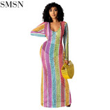 Hot Sale Hollow Out Dress See-Through Dress Hole Beach Party Club Dress Clothes For Women
