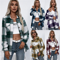 Long Sleeved Thick Plaid Winter Coats For Women 2021 Loose Casual Fall Jacket Women