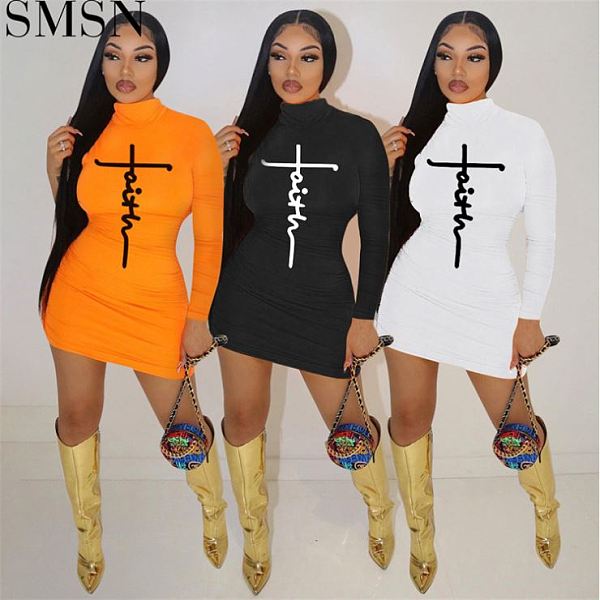 Fashion 2021 Bodycon Dress Women Letters Printed Dresses Women Fashion Clothing Dresses