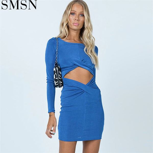 Good Quality Sexy Hollow Out Dress Long Sleeve Dress Bluey Clothes Casual Dress Women