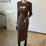 New Style Manufacturers Custom Cut-Out Dress Womens Fall Clothing Halter Dress Two Pieces For Women