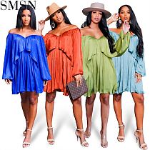 Wholesale Women Chiffon Dresses Designer Clothing Solid Color Loose Skirt Casual Fashion Dress Women