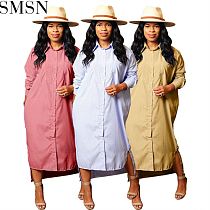 Best Design Printing Formal Dresses Women Striped Shirt Dress Ladies Wears Dresses