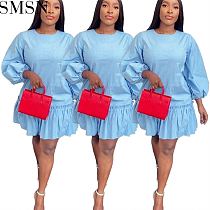 Good Quality Female Clothing Flounces Ruffled Dress Zipper Loose Apparel Bluey Clothes Mini Party Dress