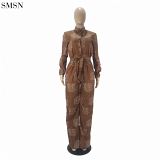 FASHIONWINNIE Long Sleeve Letter Printed One Piece Loose Jumpsuit With Belt Button Jumpsuits For Women Sexy