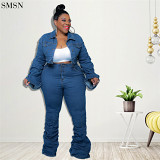 Newest Design Jeans For Women Stylish Fall Winter Plus Size Denim Two-Piece Set Heaps Heaps Pants Jeans