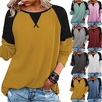 Wholesale 2021 Autumn Panelled Tops Blouse Long Sleeve Tshirt Women'S Blouses