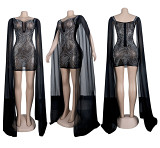 2021 Best Seller Solid Rhinestone  Fashion Clothing Women Sexy Slim Dress Elegant Party