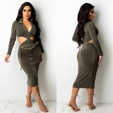 New Arrival Long Sleeve Hollow Out Deep V Neck 2021 Womens Clothing Bodycon Dress Cheap Casual Women Dress
