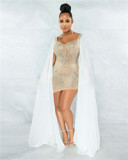2021 Best Seller Solid Rhinestone  Fashion Clothing Women Sexy Slim Dress Elegant Party
