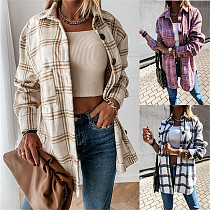 Newest Design Long Sleeve Plaid Button Coats Ladies Women Tops Corduroy Solid Jackets Winter Clothes For Women