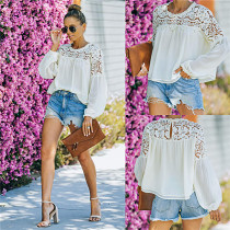 Fashion Design 2021 Summer Long Sleeve Lace Casual Womens Clothes Women's T-Shirts Ladies Tops Blouses